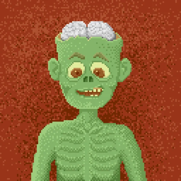 Zombie arrabbiato - Pixel Art Illustrazione — Vettoriale Stock