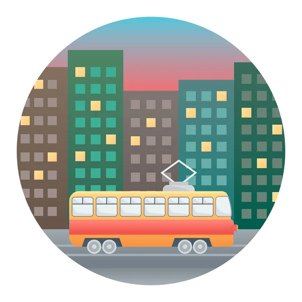 Detaylı şekilde tramvay — Stok Vektör