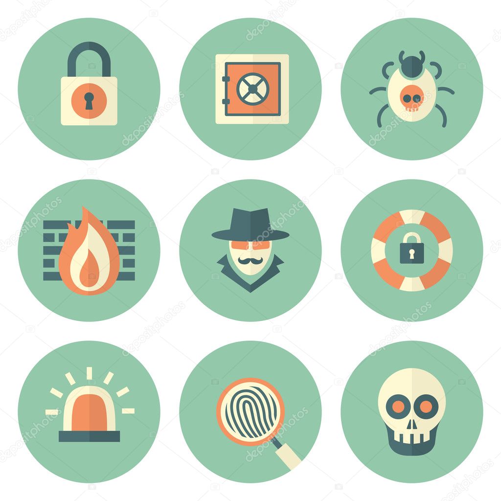 Set of Circle Security Icons