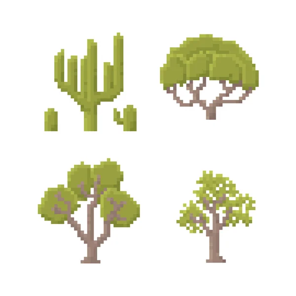 Árboles de arte Pixel — Vector de stock