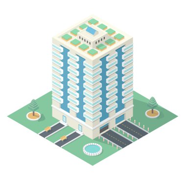 yüksek katlı bina izometrik projeksiyon