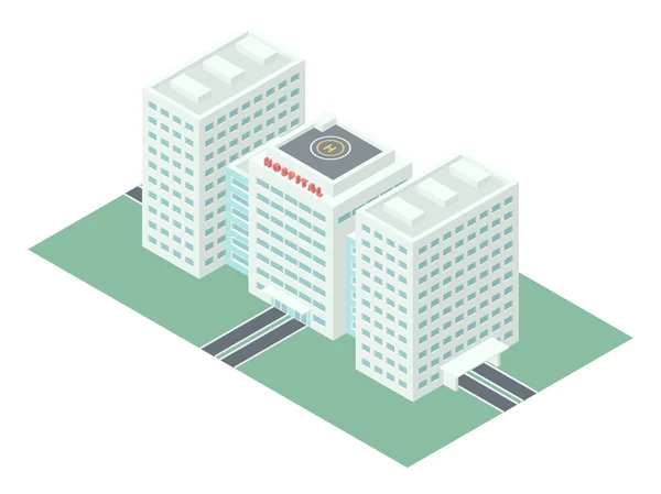 Bâtiment hospitalier isométrique — Image vectorielle