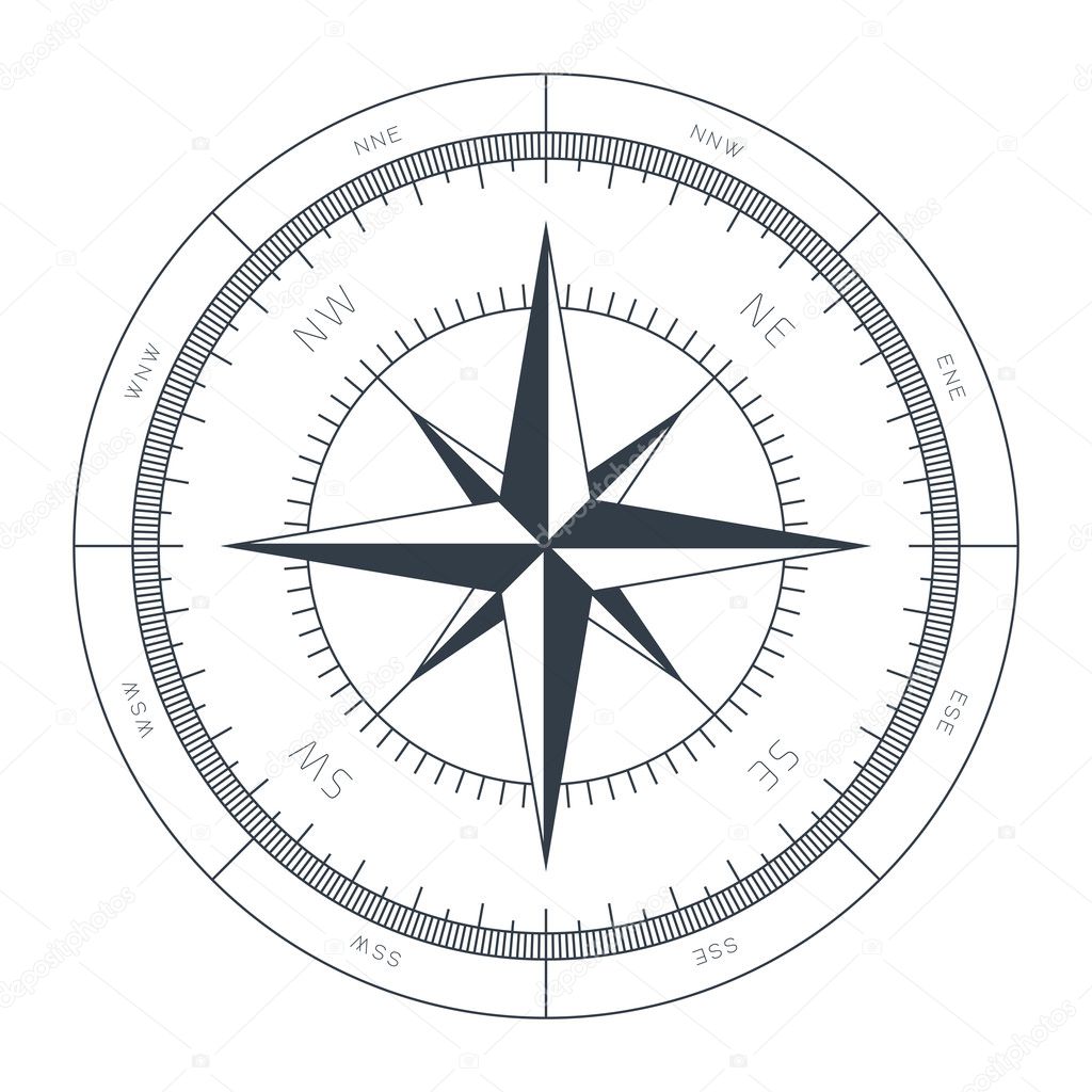 Wind Rose Conceptual Illustration Isolated on White Background