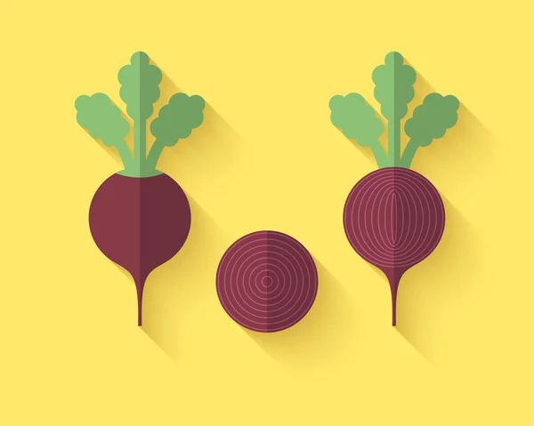 Un conjunto de verduras en un estilo plano - Remolacha — Vector de stock