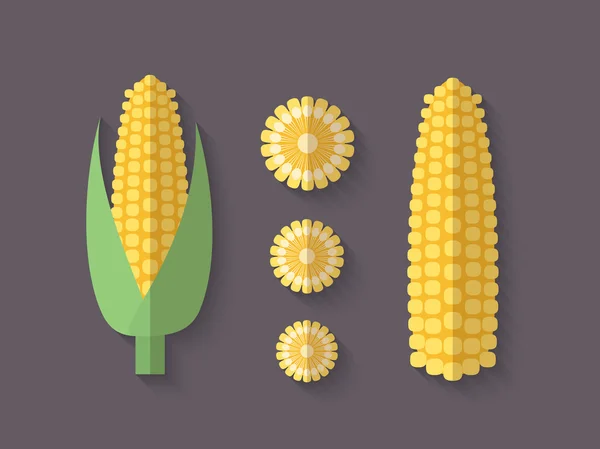 Sada zeleniny v plochý - klas kukuřice — Stock fotografie zdarma