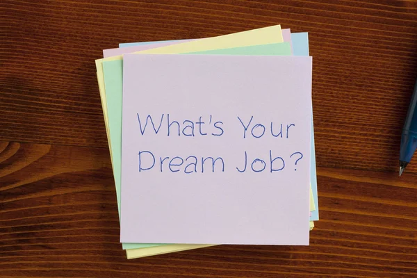 What's your dream job written on a note — Stock Photo, Image