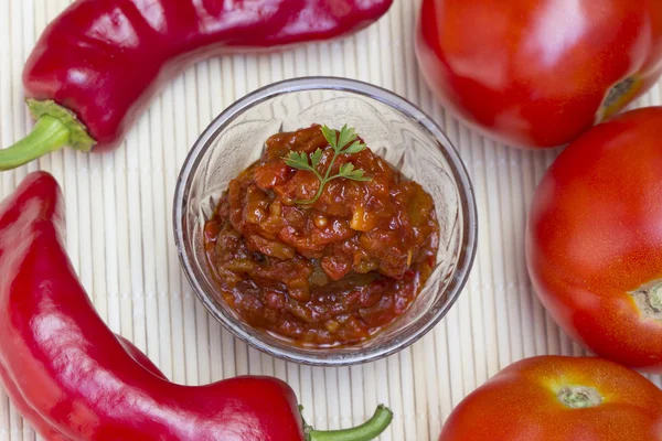 Chutney av tomater med paprika — Stockfoto