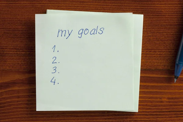 Meine Ziele auf einem Zettel geschrieben — Stockfoto