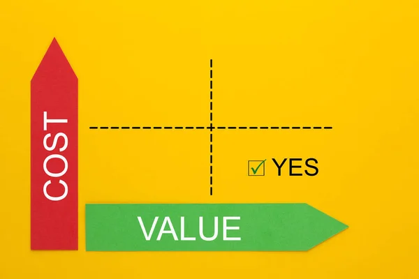 Concepto Diagrama Costo Valor Plan Negocio Perfecto —  Fotos de Stock