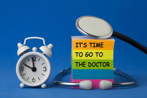 Time Doctor Text Note Stethoscope Bells Clock — Stock Photo, Image