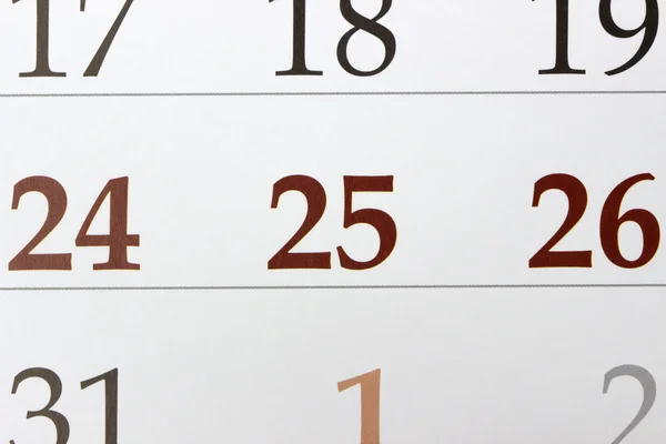 Calendario natalizio con 25 dicembre — Foto Stock