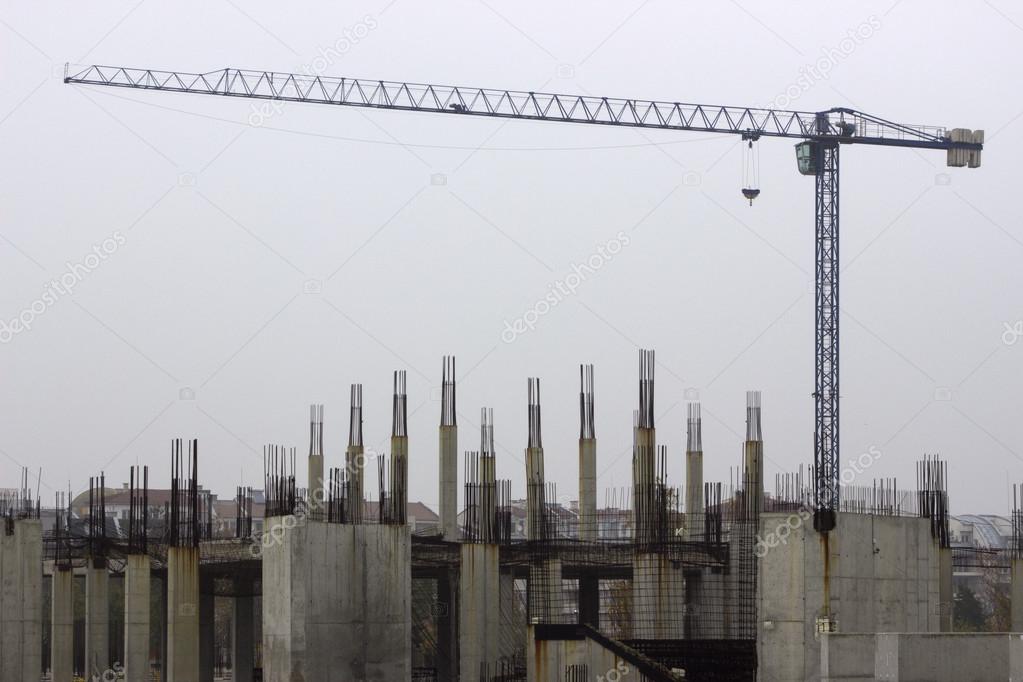 Old construction site with crane
