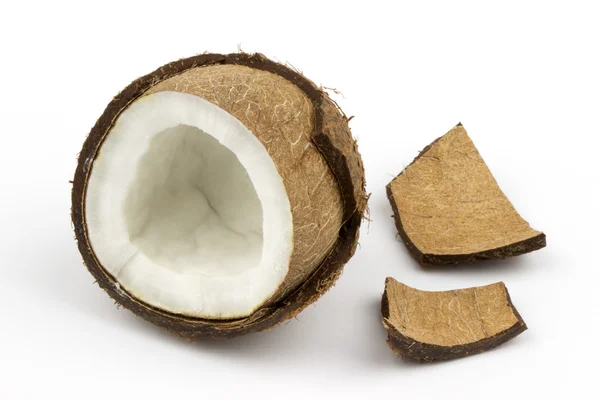 Orzecha kokosowego owoce pokroić w pół — Zdjęcie stockowe