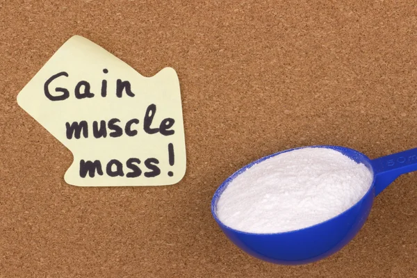 Lembrete nota pegajosa ganho de massa muscular — Fotografia de Stock