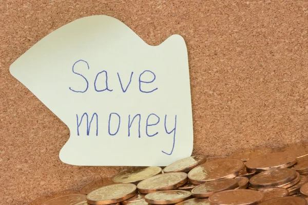 付箋に書かれているお金を節約 — ストック写真