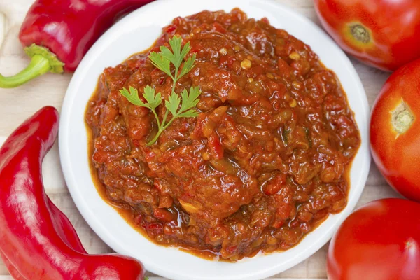 Ostry sos z pomidorów z papryką — Zdjęcie stockowe