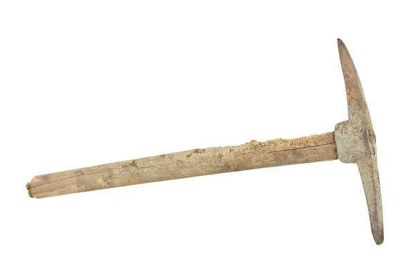 Antika kazma üzerinde beyaz izole