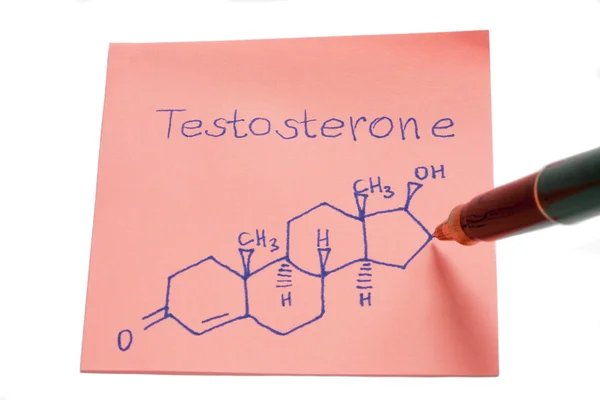 Формула хімічної структури тестостерону, написана на запам'ятати — стокове фото