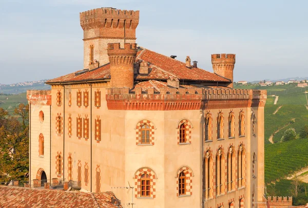 Barolo castle, Piedmont, Northern Italy, with golden sunset light — Stock Photo, Image