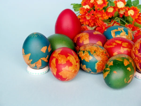 Easter eggs and flowers Royalty Free Stock Images