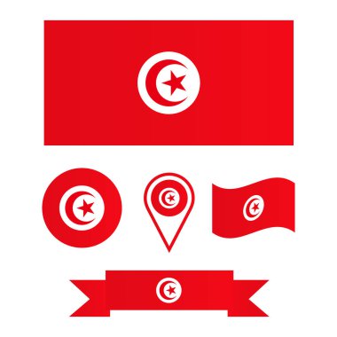 Tunus 'un vektör bayrağı. Bayrakların koleksiyonu