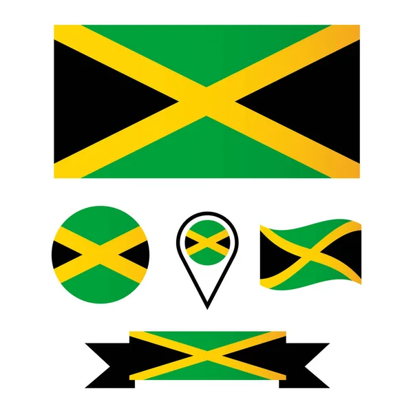 Jamaicas Vektorflagga Insamling Flaggor — Stock vektor