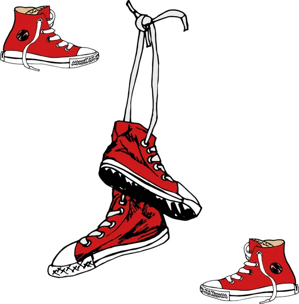 Jongerensneakers rood — Stockvector