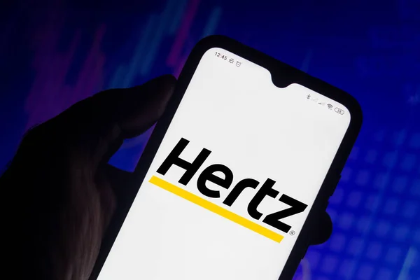 7. November 2020, Brasilien. Auf dieser Foto-Illustration ist das Logo der Hertz Corporation auf einem Smartphone zu sehen — Stockbild November 2020 Brasilien Auf Dieser Foto Illustration Ist Das Logo — Stockfoto