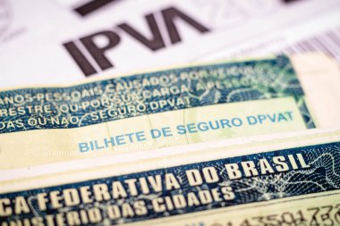 5 Ocak 2021, Brezilya. Bu resimde DPKDV (zorunlu Kişisel Hasar Sigortası Arazi Motorlu Taşıtlar Sebebi) sigorta bileti