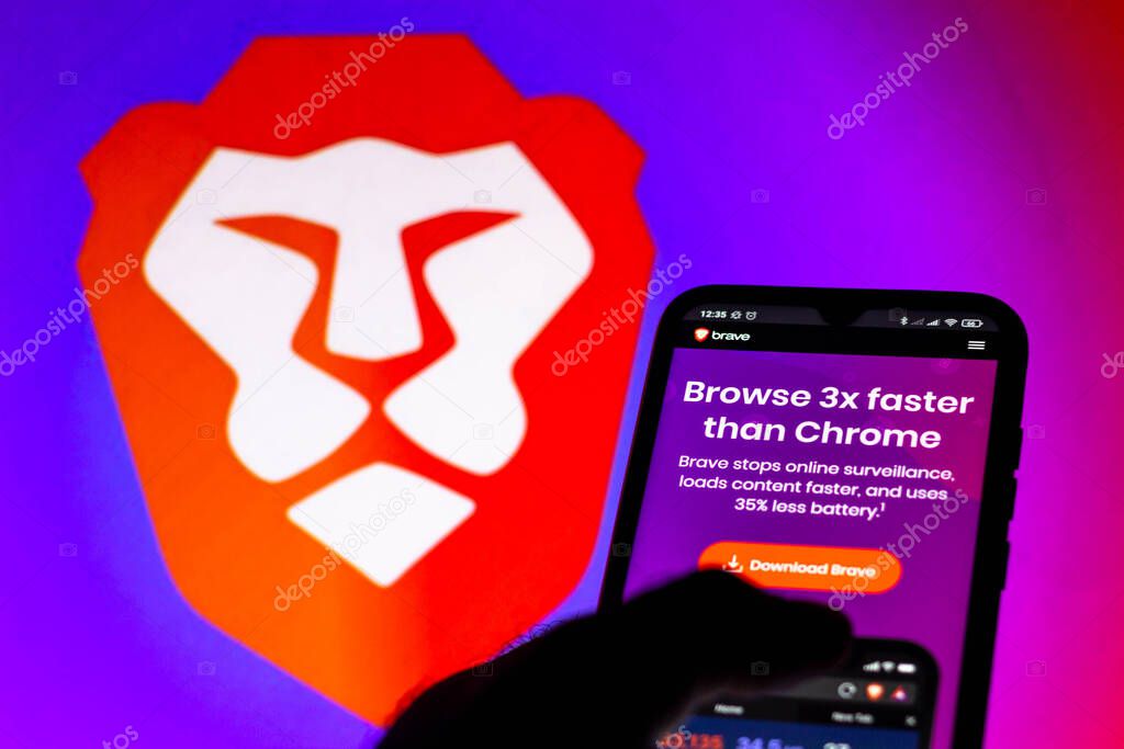 January 20, 2021, Brazil. In this photo illustration the Brave Browser website seen displayed on a smartphone screen