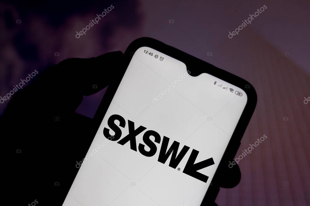 January 21, 2021, Brazil. In this photo illustration the South by Southwest (SXSW) logo seen displayed on a smartphone screen