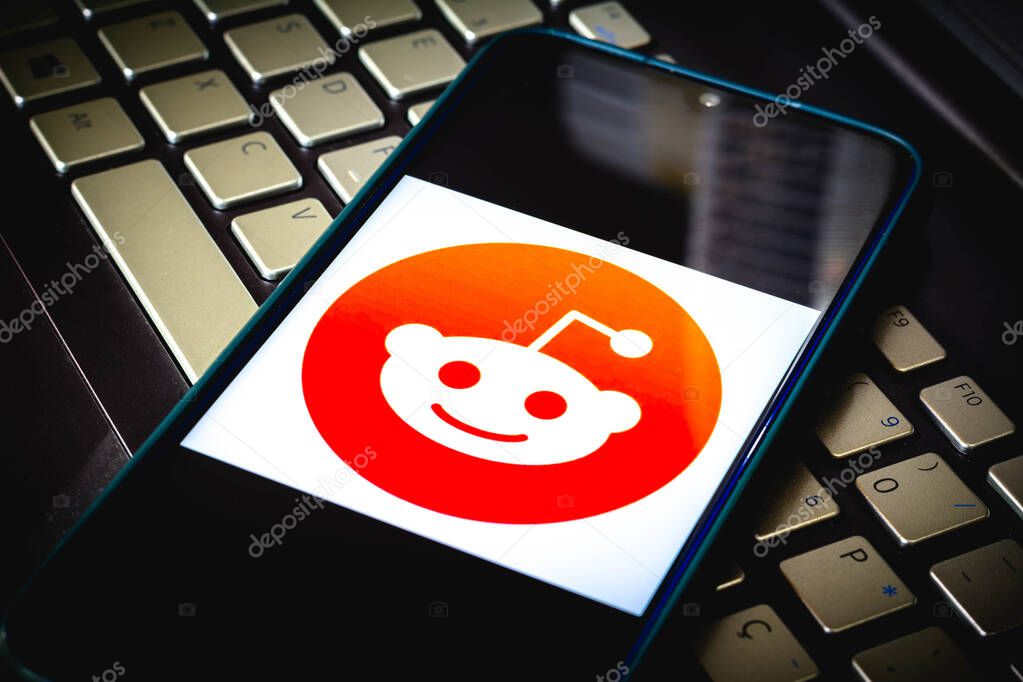 February 1, 2021, Brazil. In this photo illustration the Reddit logo seen displayed on a smartphone screen