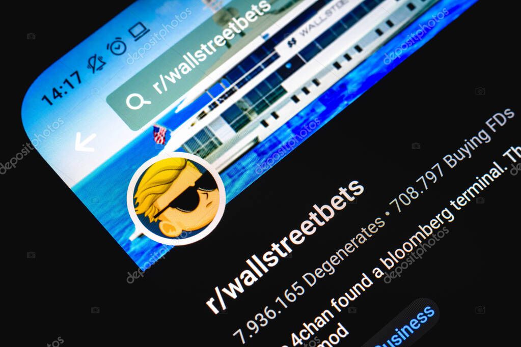 February 1, 2021, Brazil. In this photo illustration the WallStreetBets page Reddit seen displayed on a smartphone screen