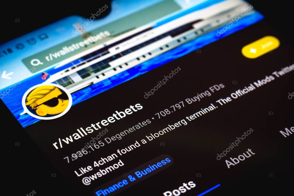 February 1, 2021, Brazil. In this photo illustration the WallStreetBets page Reddit seen displayed on a smartphone screen