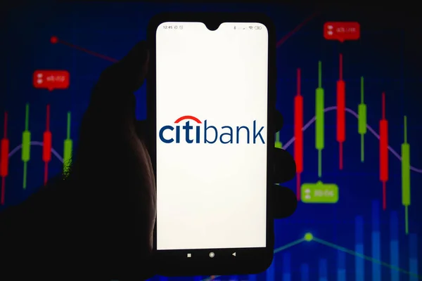 Fevereiro 2021 Brasil Nesta Foto Ilustração Logotipo Citibank Visto Exibido — Fotografia de Stock