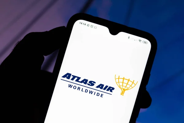 Febbraio 2021 Brasile Questa Foto Illustrazione Logo Atlas Air Worldwide — Foto Stock