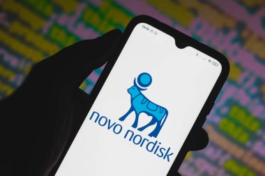 24 Mart 2021, Brezilya. Bu resimde Novo Nordisk logosu akıllı telefondan gösteriliyor