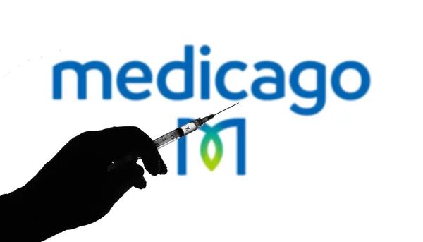April 2021 Brazil Photo Illustration Medical Syringe Seen Medicago Company — Stock Photo, Image