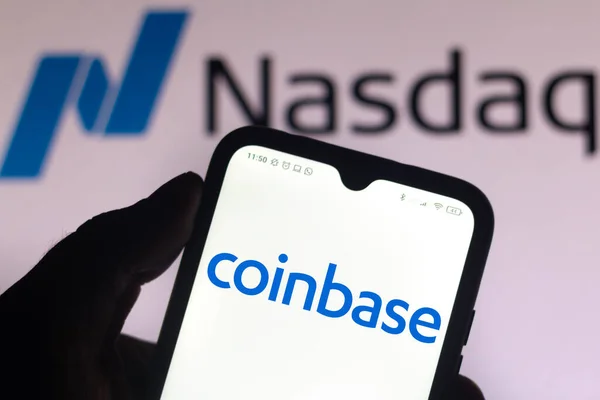 April 2021 Brasilien Auf Dieser Foto Illustration Ist Das Coinbase — Stockfoto