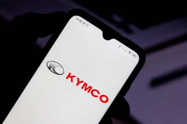 Nisan 2021 Brezilya Resimde Kymco Kwang Yang Motor Company Logosu — Stok fotoğraf