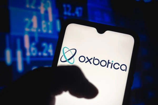 2021年4月18日 在这张照片中 Oxbotica标志显示在智能手机屏幕上 — 图库照片