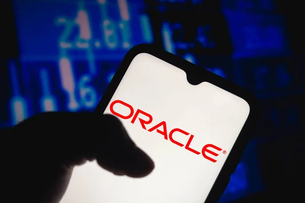 Апреля 2021 Года Бразилия Этой Иллюстрации Логотип Корпорации Oracle Показан — стоковое фото