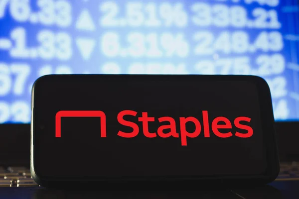 Abril 2021 Brasil Esta Ilustración Fotográfica Logotipo Staples Que Muestra — Foto de Stock