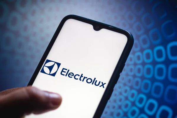 Maja 2021 Brazylia Tej Ilustracji Logo Electrolux Wyświetlane Ekranie Smartfona — Zdjęcie stockowe