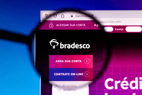 May 2021 Brazil Illustration Homepage Banco Bradesco Website Displayed Computer — Stock Photo, Image