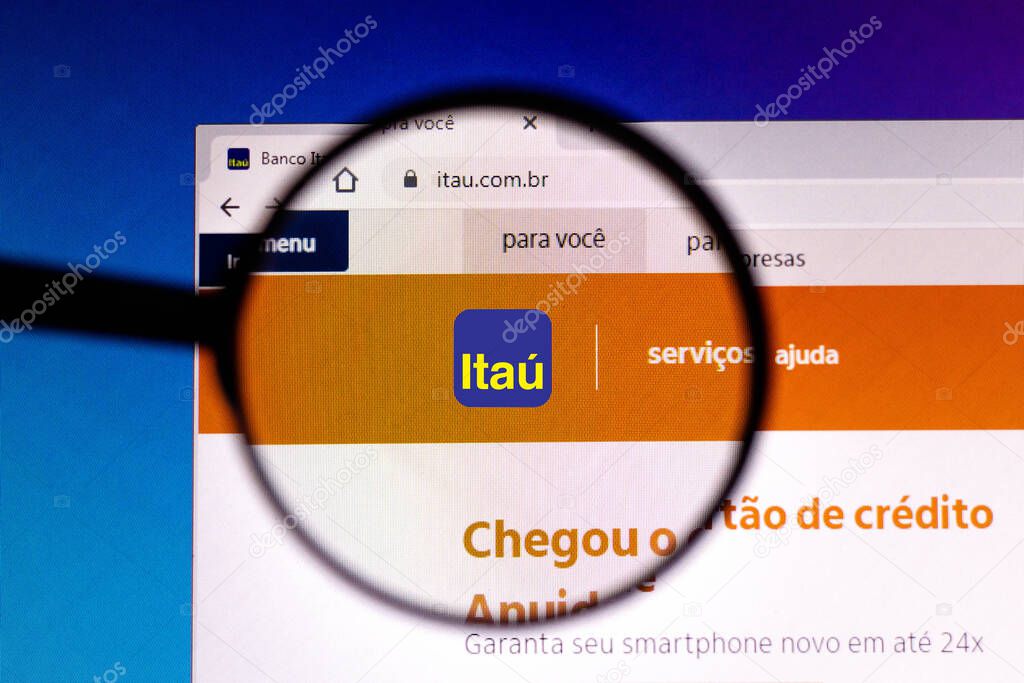 May 19, 2021, Brazil. In this illustration the homepage of the Banco Ita website is displayed on the computer screen.