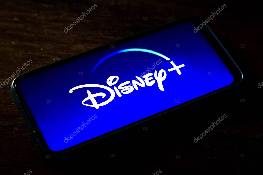 May 22, 2021, Brazil. In this photo illustration the Disney + (Plus) logo seen displayed on a smartphone screen.