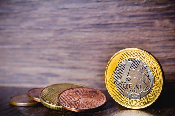 Auf Dieser Foto Illustration Eine Echte Münze Geld Aus Brasilien — Stockfoto
