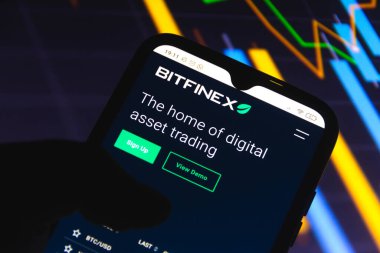 14 Haziran, 2021, Brezilya. Bu resimde Bitfinex web sayfası bir akıllı telefonda görüntülenir
