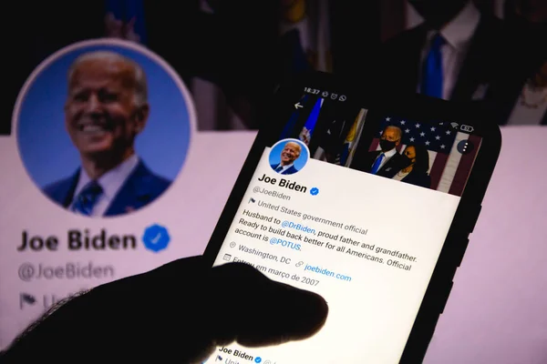 2021 Június Brazília Ezen Képen Illusztrálja Twitter Amerikai Elnök Joe — Stock Fotó